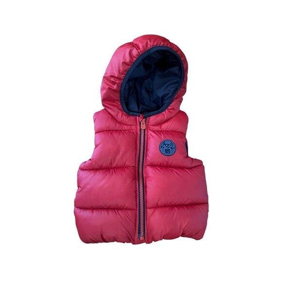 Baby GAP Red Puffer Vest With Hood 12-18 Months 100% Polyester Winter Wear - Picture 7 of 7